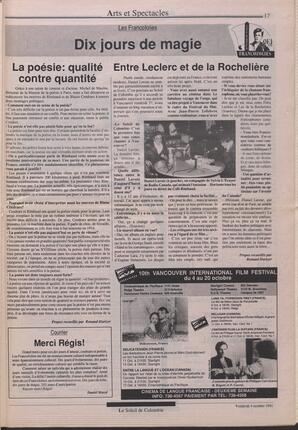 Le Soleil de Colombie, October 4, 1991, page 16