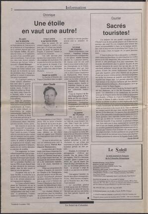 Le Soleil de Colombie, October 4, 1991, page 2