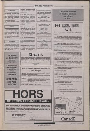 Le Soleil de Colombie, September 27, 1991, page 18