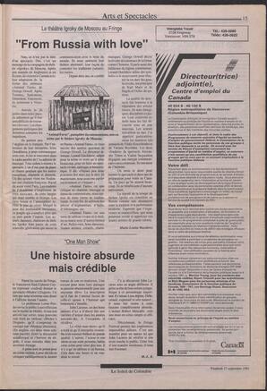 Le Soleil de Colombie, September 27, 1991, page 14