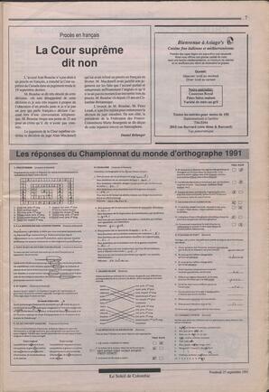 Le Soleil de Colombie, September 27, 1991, page 7