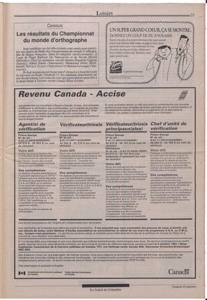 Le Soleil de Colombie, September 20, 1991, page 20