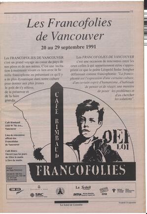 Le Soleil de Colombie, September 20, 1991, page 11