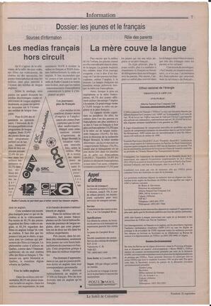 Le Soleil de Colombie, September 20, 1991, page 7