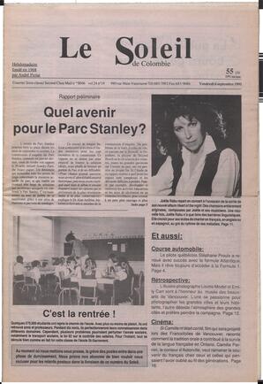 Le Soleil de Colombie, September 6, 1991, page 1