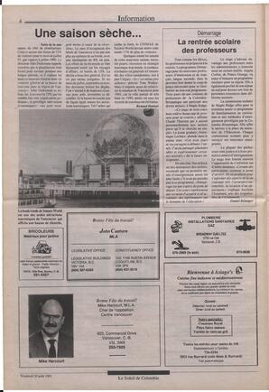 Le Soleil de Colombie, August 30, 1991, page 4