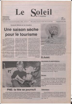 Le Soleil de Colombie, August 30, 1991, page 1