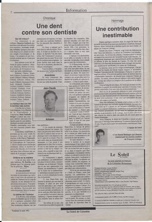Le Soleil de Colombie, August 23, 1991, page 2