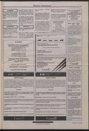 Le Soleil de Colombie, August 16, 1991, page 15