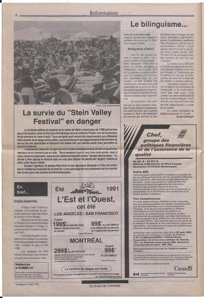 Le Soleil de Colombie, August 16, 1991, page 4