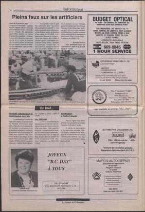 Le Soleil de Colombie, August 2, 1991, page 4