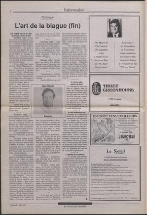 Le Soleil de Colombie, August 2, 1991, page 2