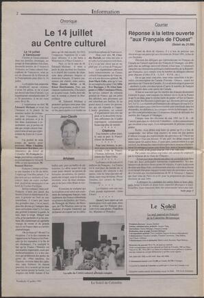 Le Soleil de Colombie, July 19, 1991, page 2