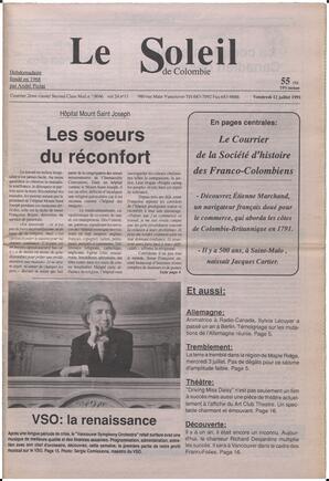 Le Soleil de Colombie, July 12, 1991, page 1