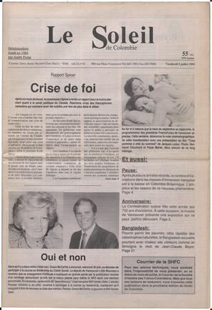 Le Soleil de Colombie, July 5, 1991, page 1
