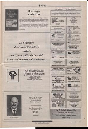 Le Soleil de Colombie, June 28, 1991, page 13