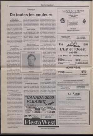 Le Soleil de Colombie, June 14, 1991, page 2