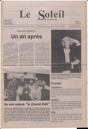 Le Soleil de Colombie, June 7, 1991, page 1