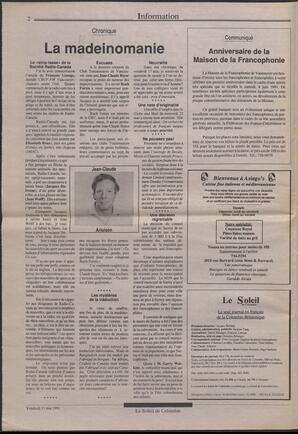 Le Soleil de Colombie, May 31, 1991, page 2