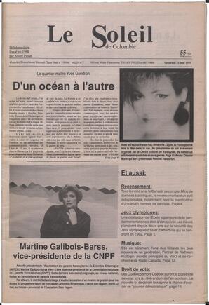 Le Soleil de Colombie, May 31, 1991, page 1