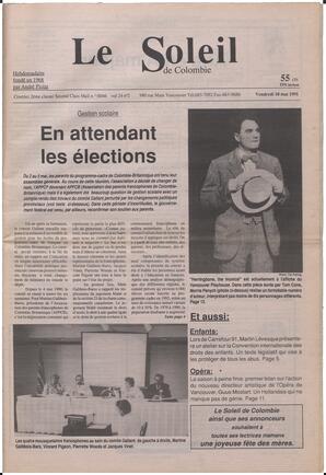 Le Soleil de Colombie, May 10, 1991, page 1