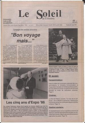 Le Soleil de Colombie, May 3, 1991, page 1