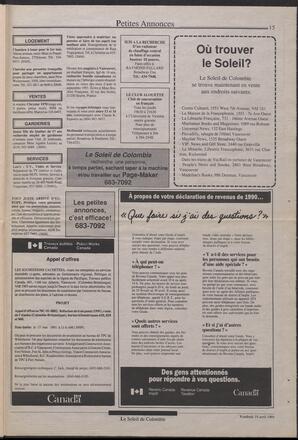 Le Soleil de Colombie, April 19, 1991, page 15