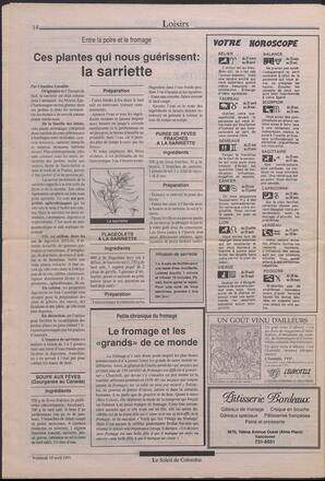 Le Soleil de Colombie, April 19, 1991, page 14