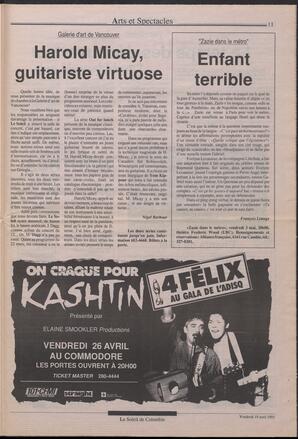 Le Soleil de Colombie, April 19, 1991, page 11