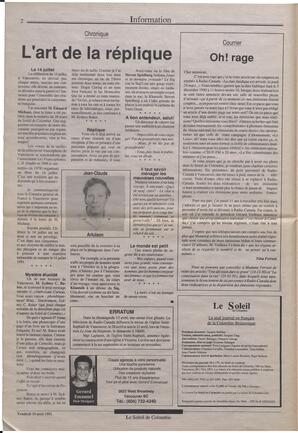 Le Soleil de Colombie, April 19, 1991, page 2
