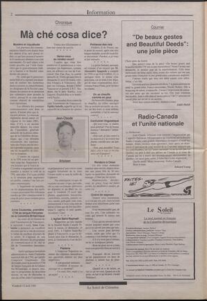 Le Soleil de Colombie, April 12, 1991, page 2