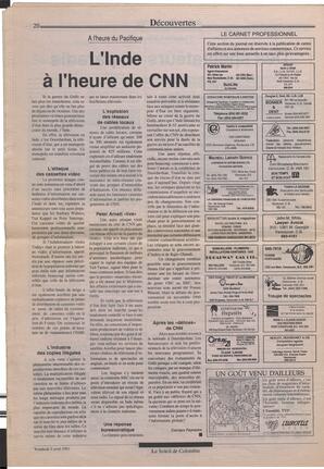 Le Soleil de Colombie, April 5, 1991, page 20