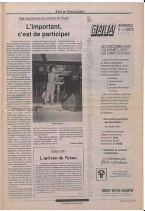 Le Soleil de Colombie, April 5, 1991, page 17