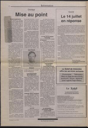 Le Soleil de Colombie, April 5, 1991, page 2