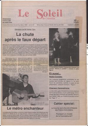 Le Soleil de Colombie, April 5, 1991, page 1