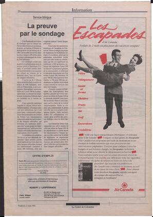 Le Soleil de Colombie, March 22, 1991, page 20