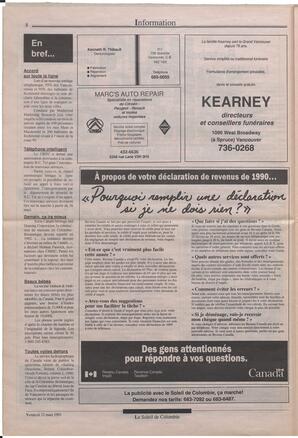 Le Soleil de Colombie, March 22, 1991, page 8