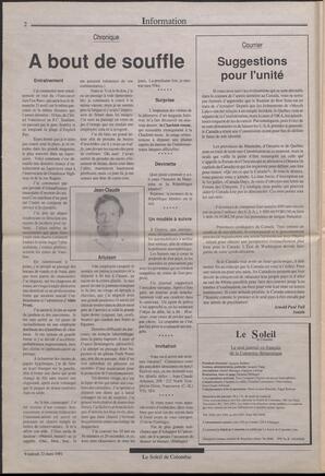 Le Soleil de Colombie, March 22, 1991, page 2