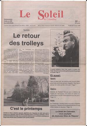 Le Soleil de Colombie, March 22, 1991, page 1