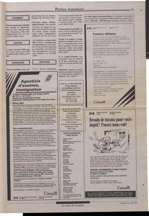 Le Soleil de Colombie, March 1, 1991, page 19