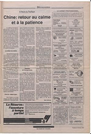 Le Soleil de Colombie, February 22, 1991, page 15