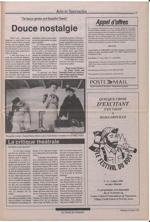 Le Soleil de Colombie, February 22, 1991, page 13