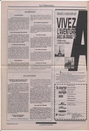 Le Soleil de Colombie, February 22, 1991, page 10
