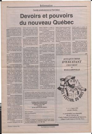 Le Soleil de Colombie, February 15, 1991, page 20