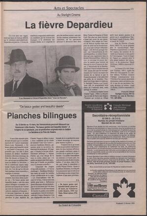 Le Soleil de Colombie, February 15, 1991, page 13