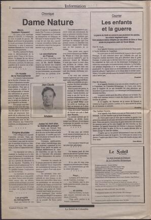 Le Soleil de Colombie, February 8, 1991, page 2