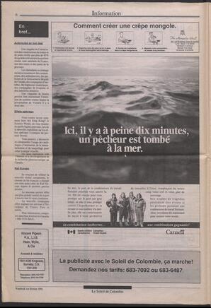 Le Soleil de Colombie, February 1, 1991, page 6