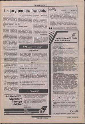 Le Soleil de Colombie, February 1, 1991, page 5