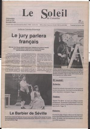 Le Soleil de Colombie, February 1, 1991, page 1