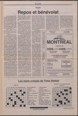 Le Soleil de Colombie, January 25, 1991, page 13
